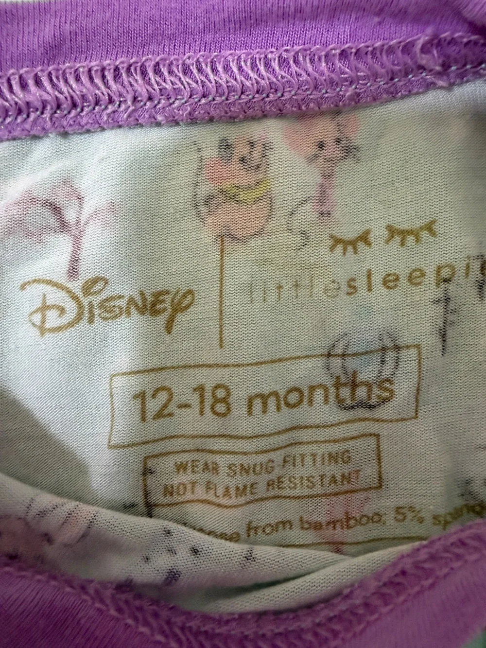 Little Sleepies Girls Mint Green and Purple Disney Princess Pajama Set (RETIRED)